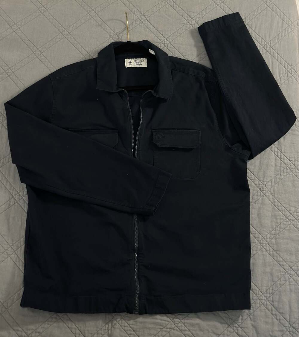 Original Penguin Full Zip Shirt Jacket Navy Men’s XL Military Workwear Style